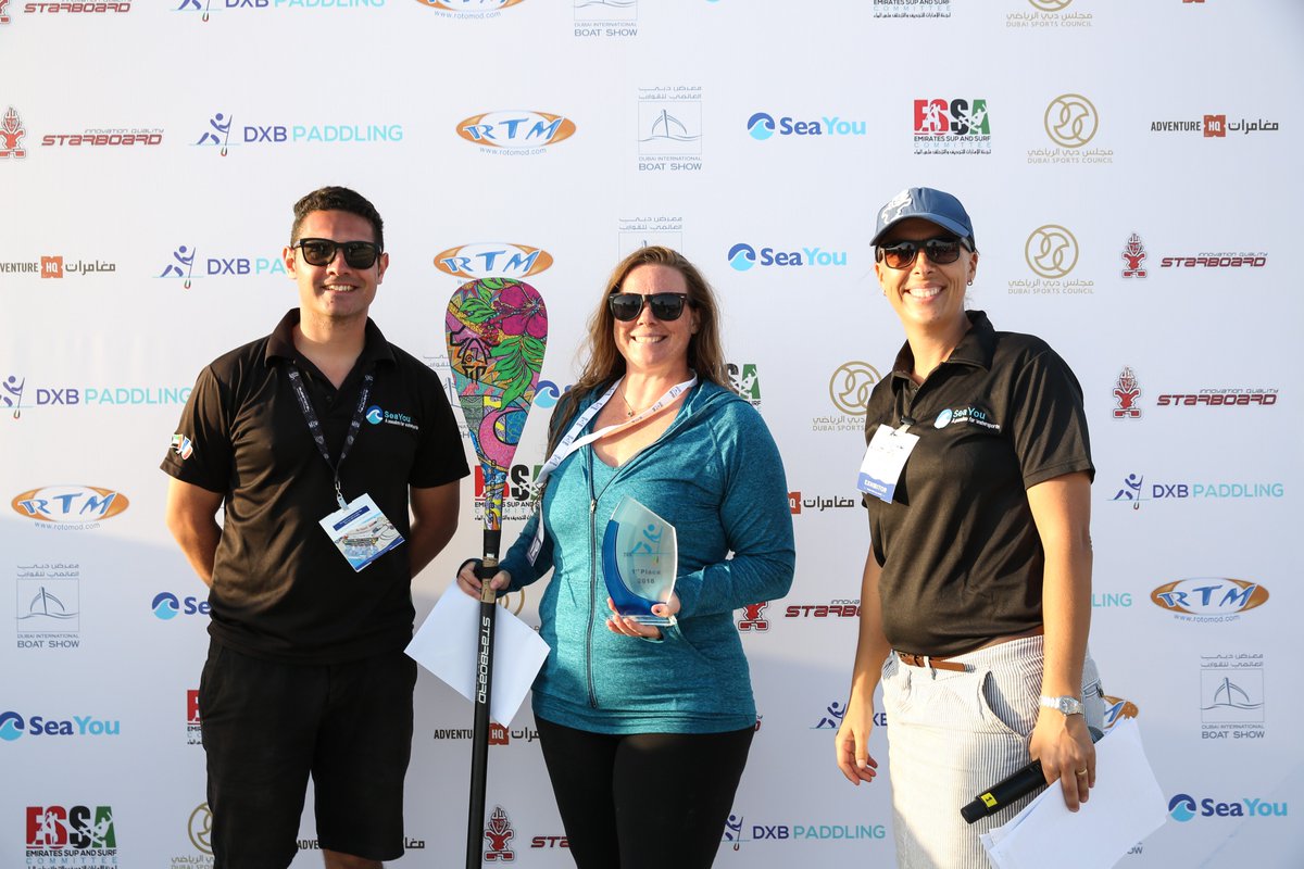In the women's 12km #standuppaddleboarding race, 🇨🇦Krista Prall grabbed 1st place <a href="/starboardsup/">Starboard SUP</a> <a href="/DubaiBoat/">Dubai Boat Show</a> <a href="/Adventure_HQ/">Adventure HQ</a>