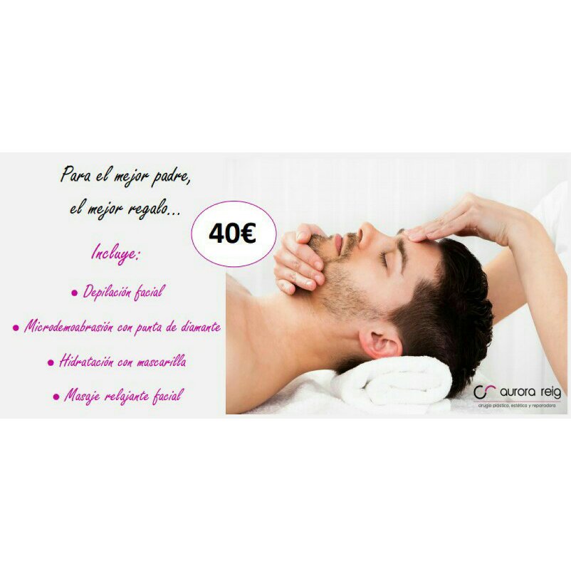 *PROMOCIÓN DÍA DEL PADRE*

Regala belleza porque ellos también se lo merecen. Con este tratamiento completo conseguirán un piel más limpia y luminosa. Contamos con tarjetas regalo personalizadas para que le demuestres lo importante que es para ti.

T. 601 239 732