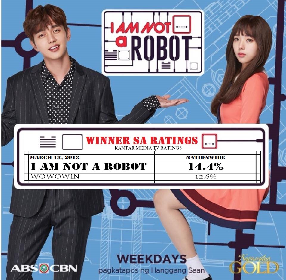 ADramaRatingPH's tweet photo. #IAmNotARobot
#IAmNotARobotOnABSCBN
#INARFirstLove
#WDanger
@KapamilyaNovela
@KpmlyaAsianvela
March 13, 2018 PH TV Ratings https://t.co/R4hb2dOIUa