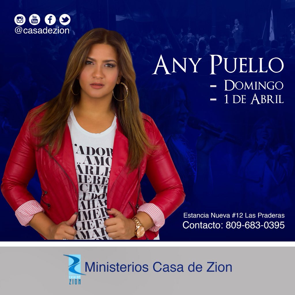 3kmediard's tweet photo. No te pierdas este Domingo 1ero de Abril la visita de Any Puello @anypuello en nuestra casa. @casadezion #CasaDeZion #UnMinisterioParaLaFaimilia
#3KMedia
#MultiplicadoresDeEmociones https://t.co/alhkEGSaHu
