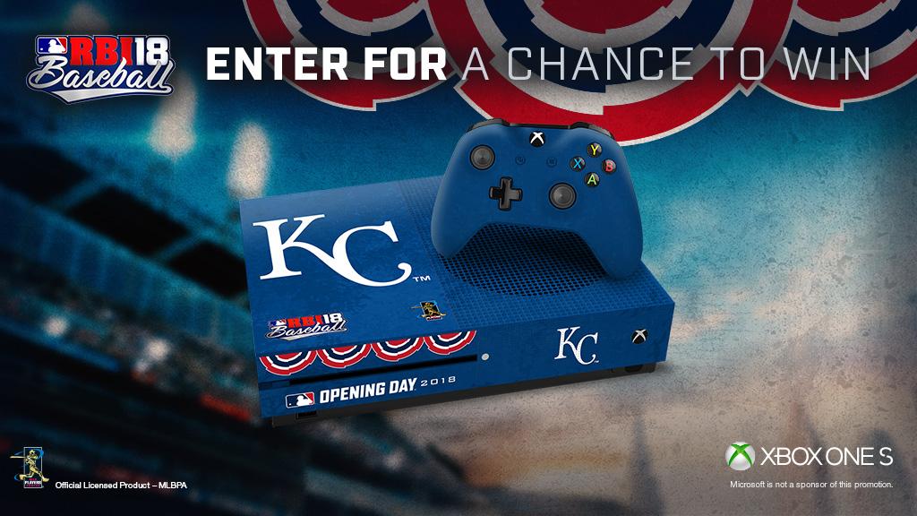 Royals's tweet photo. This is your chance to win an amazing custom @RBIGAME #OpeningDay @Xbox One S console! Enter now: https://t.co/BvHGHYj2MQ https://t.co/afuASHCNoA