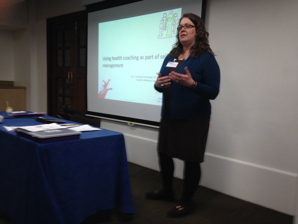 BMJPatientEd's tweet photo. Just starting session on health coaching from @barbara_babcock - her patient experience and professional skills embedding coaching approach in vol sector care for patients #NVConf18 https://t.co/YFpfPnmgdF
