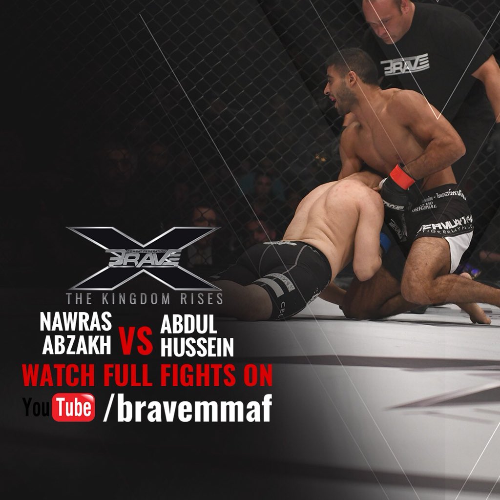 bravemmaf's tweet photo. Watch the stunning come back of Nawras "The Honey Badger" Abzakh at Brave 10: The Kingdom Rises available now on YouTube. #BraveCF10 #mma https://t.co/BWa4pBw2xt