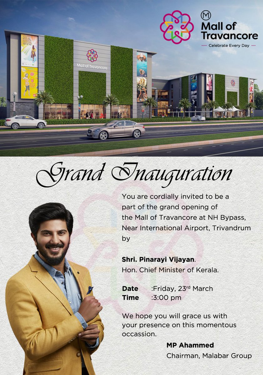 The 1st Green Mall in India, 1st of its kind by Malabar Developers. Mall of Travancore will be opening its doors to the public on 23rd March 2018. You are invited..<a href="/TravancoreMall/">Mall of Travancore</a> <a href="/Malabartweets/">MGD</a>