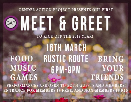 GenderRU's tweet photo. hey everyone🍃 remember our meet and greet is this Friday at Rustic Route from 6pm to 9pm. For members it's free. Non-members entrance is R10. We're so excited to meet everyone ☀  
p.s. if you want to perform a piece please dm us before Friday. Other than that, come as you are🌻 https://t.co/NkSGTc8i7w