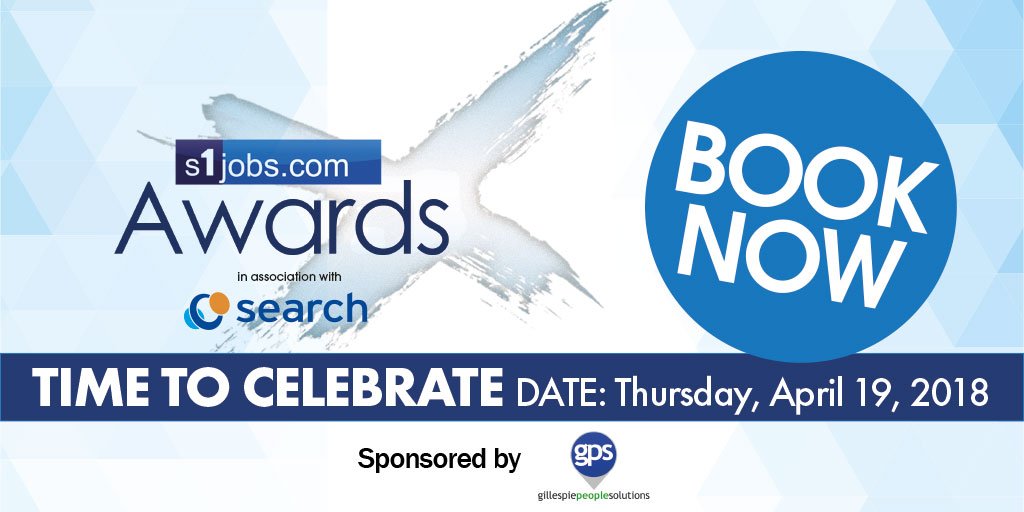 GillespiePS's tweet photo. Book your tickets/tables now for the @s1jobs Recruitment Awards on Thursday 19th April 2018 and join us in celebrating the best talent in our industry.

Look forward to seeing you all there! #s1awards
https://t.co/BkmngF4R3u https://t.co/D8yLhdyQfD