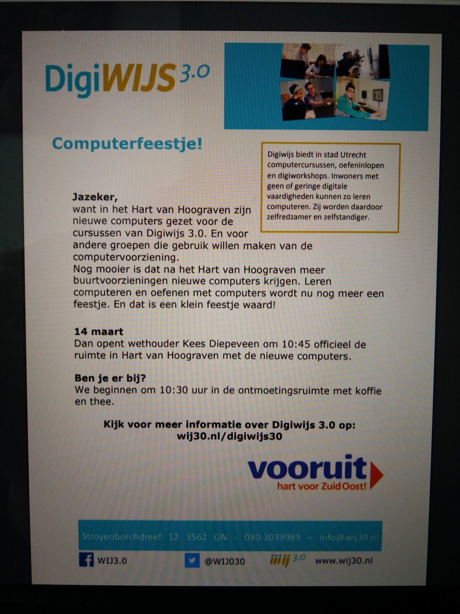 LotteDOCK's tweet photo. Mooie woorden bij her-opening van #computerruimte door Peter Haver van @Digiwijs030 en onze wethouder @kdiepeveen #Computerfeestje met aandacht in ontmoeting, delen en verbinden. Dank aan de @GemeenteUtrecht @Digiwijs030 en wijkbewoners #samenstaanwesterk https://t.co/3vbdmWb39d