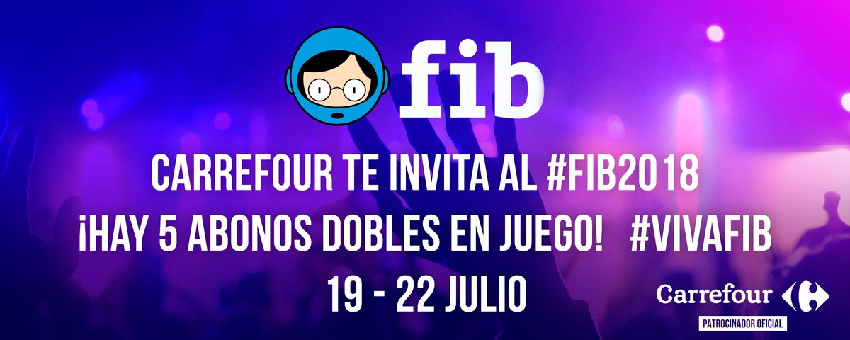 CarrefourES's tweet photo. Síguenos, haz RT, menciona con quién irías al #FIB2018 y porqué. ¡Y gana un abono doble! https://t.co/0eROGiONpj