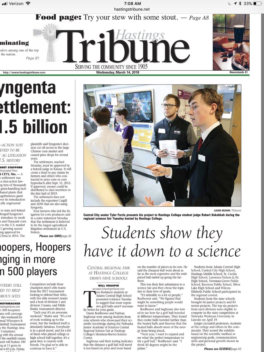 ScottKvols's tweet image. Hey @ferrisag97 look who made the Trib!  Front page even!  But I think there’s a typo,  says he’s a senior ... either way, fun to see a friendly face.  Have a great day!  #IsHeReallyASenior? #WeAreGettingOld