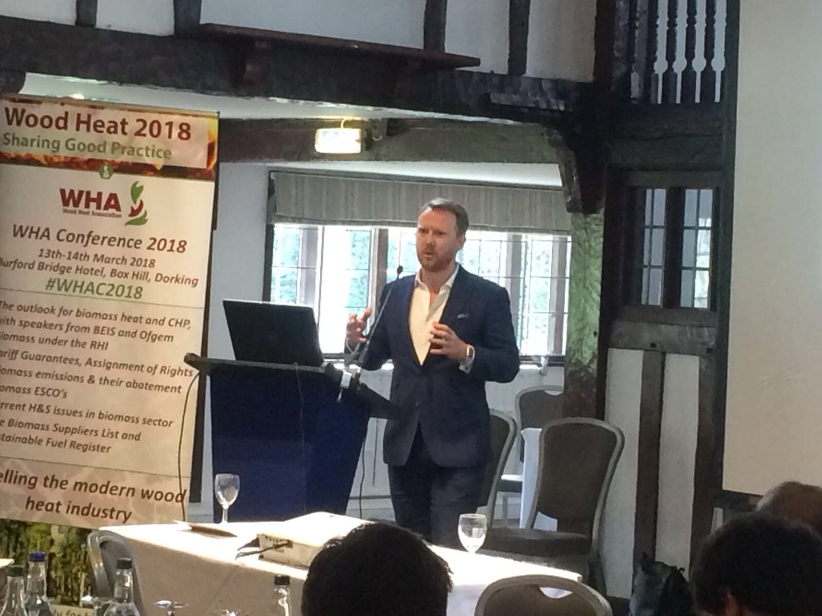 REAssociation's tweet photo. The REA’s @JamesRCourt takes the stage at #WHAC2018 to talk about what we as an industry need to do to change the debate around #bioenergy and sustainability. https://t.co/27zm1eMoSS