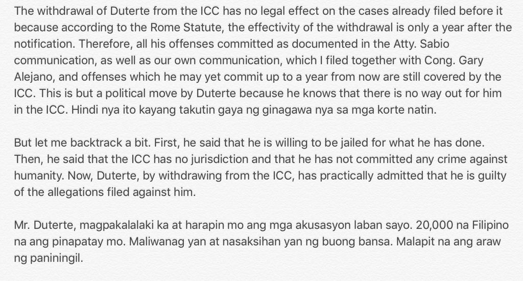 TrillanesSonny's tweet photo. On Duterte’s withdrawal from the ICC: https://t.co/gsb0IpSjUg