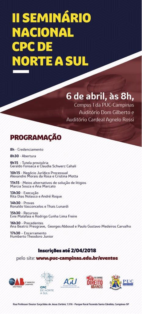 Inscrições abertas no link puc-campinas.edu.br/event/ii-semin…