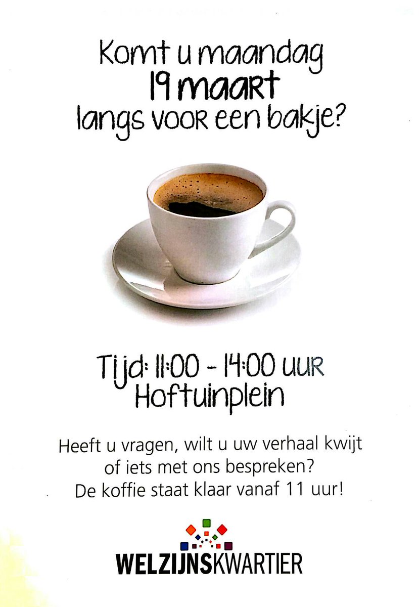 WZKvrijwilliger's tweet photo. 19 maart as zijn wij met ons #PopUp #spreekuur te vinden in de #Hoftuin Rijnsburg. Komt u bij ons een bakkie koffie halen? https://t.co/ELfsDrN47r