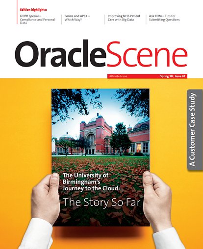 UKOUG's tweet photo. #OracleScene Issue 67 is here! Read our GDPR and Forms/APEX special, featuring a #WomenInIT interview with @Caz_Apsey & @s_lahini + many more stories and helpful articles! Pick up a copy at #oug_ire https://t.co/DbpVHWG6mq https://t.co/hpWJ0pcUAU