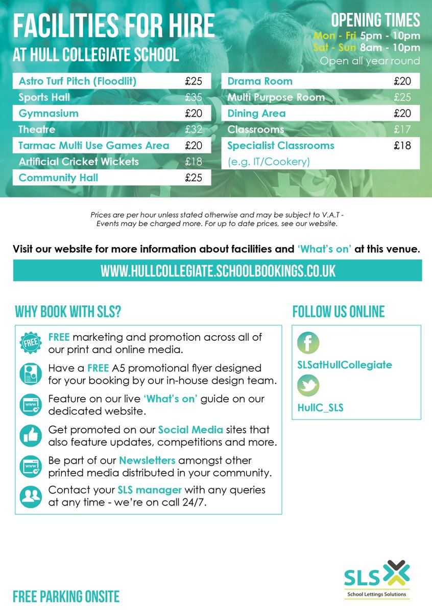 Over at Hull Collegiate we have some amazing facilities for you to hire for 2018!!!.Check out our new flyre. #wintretraining #sport
hullcollegiate.schoolbookings.co.uk