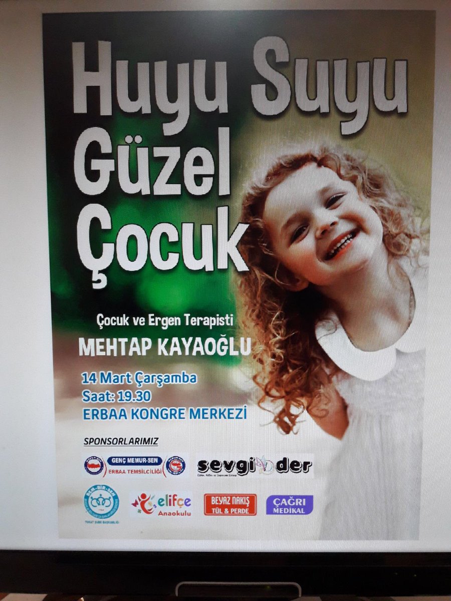 Psikolojik Danışman <a href="/mehtapkayaoglu/">Mehtap Kayaoğlu</a> ‘nun bugün 19.30’da Erbaa Kongre Merkezi’nde “Huyu Suyu Güzel Çocuk” konulu söyleşine bekleriz...