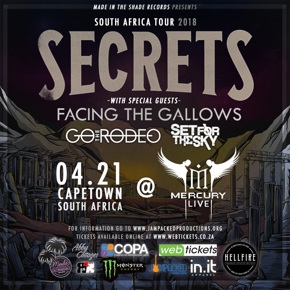 Have you got your tickets for the <a href="/SECRETSofficial/">𝐒𝐄𝐂𝐑𝐄𝐓𝐒</a> SA tour yet? If not what are you waiting for? They're available here webtickets.co.za/event.aspx?ite… 
General tickets - R190
Door tickets - R250