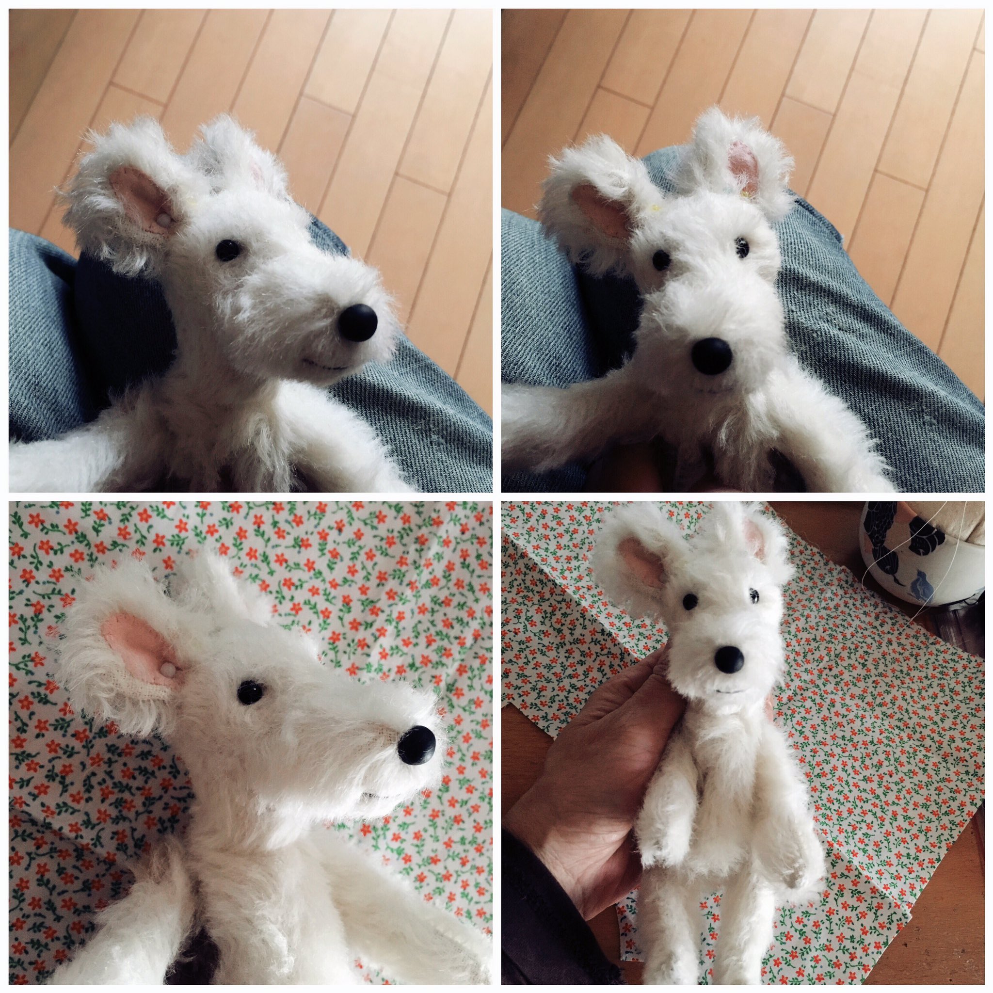 Pickles Dogs 去年作ったワイヤーフォックスのダフィーちゃん 制作途中のクタクタ感も大好きです このあと本犬さんの 抜け毛をそっとお腹に納めて仕上げました 私の作品もっと沢山の人に広がれ祭 ちょい似イヌ ワイヤーフォックステリア ぬいぐるみ犬