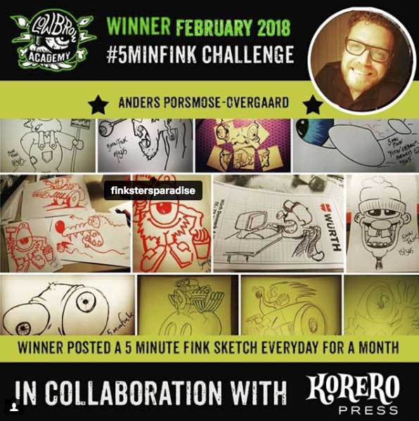 KoreroPress's tweet photo. Congratulations to Anders Porsmose-Overgaard for winning the January #5minfink challenge over at the Lowbrow Empire.
#5minfink #lowbrow #lowbrowart #lowbrowartacademy #lowbrowempire #weirdoart #fink #drawing #drawingchallenge #draweveryday #koreropress #kustomgraphics https://t.co/2eM1Zs3EoK