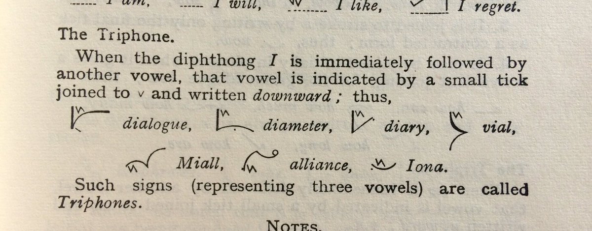 Kathryn11Baird's tweet photo. #Triphones in #Pitmanshorthand My favourite triphone is diphthong I immediately followed by another vowel. #dialogue #Miall #Iona https://t.co/bEchlKD22l