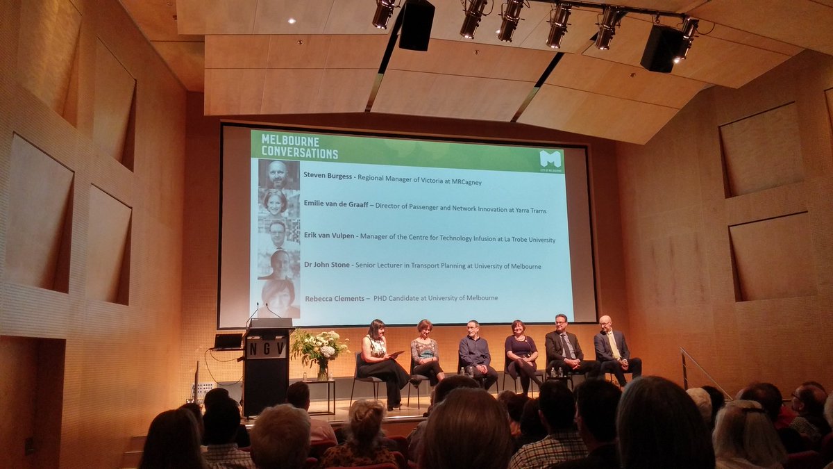 Future #transport system discussed at <a href="/MelbConvo/">Melb Conversations</a>: greening tram tracks, assistive technologies for #inclusion, safer #cycling, Japan-inspired trains &amp; #parking, #walking for happy &amp; healthy people #nextstop2048 #melbourne