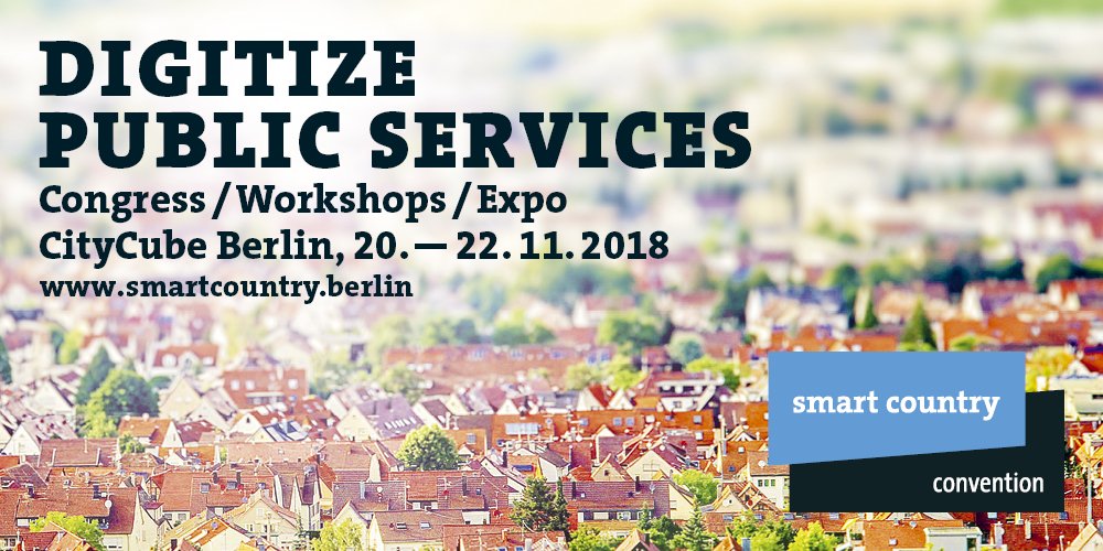 DigitaleStadt's tweet photo. Die @SmartCountryCon bringt vom 20.-22.11.18 alle Akteure zur Digitalisierung des öffentlichen Sektors zusammen. Mit dabei u.a. @Gemeindebund, @DLTOnline, @Staedtetag, @VKUonline, @NEGZ_eGov https://t.co/WCQ6AxZ0em #sccon18 #eGovernment #DigitaleStadt #DigitaleRegion https://t.co/2oCzKSMgCs