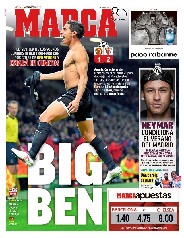 La Une de <a href="/marca/">MARCA</a> met à l'honneur Wissam Ben Yedder ! 😍💪