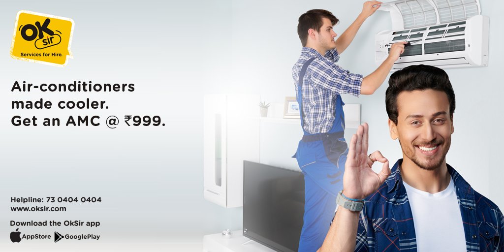 oksirindia's tweet photo. #Special #Summer #Dhamaka. Get an annual maintenance contract for your A/C that will give you 3 dry services in a year at just Rs.999*. Download the #OkSir app now https://t.co/6K5YeJKXWy #YourServiceExpert #ACServices #ACRepair #ACAMC #DoorstepService #FasterTAT #VerifiedExperts https://t.co/CK55BcaTfT