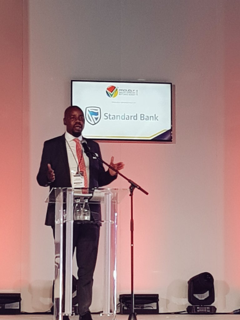 CandyTothill's tweet photo. CEO of @ProudlySA, Eustace Mashimbye (@EusMas) delivering the #buylocalsummit2018 welcome address and a comprehensive description of the Proudly South African Campaign. https://t.co/qiCZdLYe7N