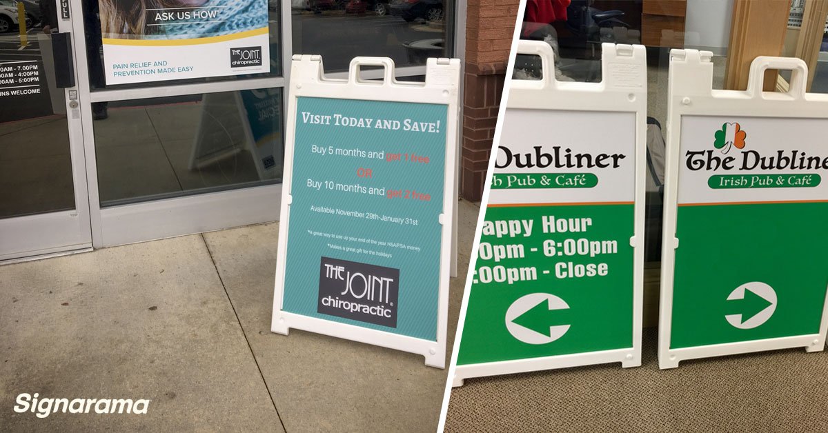 Maximize your street visibility and increase foot traffic with sidewalk signs. Affordable, portable, and un ignorable…. #BizTip #Signarama bit.ly/2EWs9kt