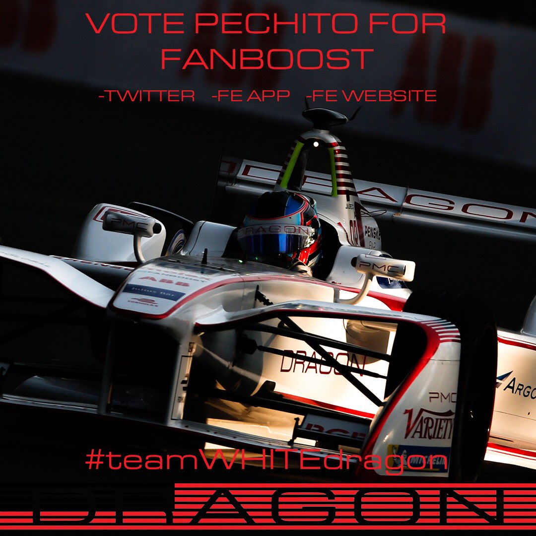 Ya se que el #fanboost es discutido, pero no cuesta nada dos retwitt al dia 😉 Sigamos empujando que los necesito para el ePrix de Punta del Este  #JoseMariaLopez (Tambien pueden votar a travez de la pagina Web y la Fe App) <a href="/DragonRacing/">.</a>