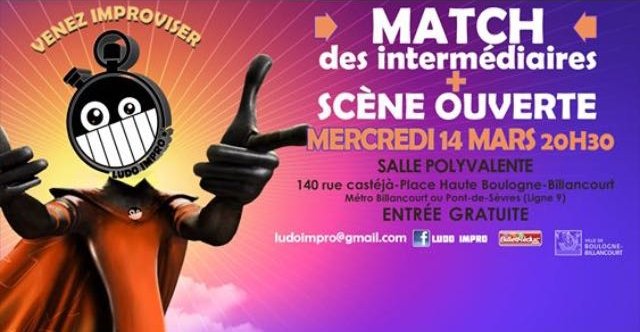 LudoImpro's tweet image. Événement 3/5 du mois de mars: il s agit du premier match de notre merveilleux groupe des intermédiaires! Et pour partager un vrai moment ensemble, il sera suivit d une scène ouverte, alors venez improviser avec nous!