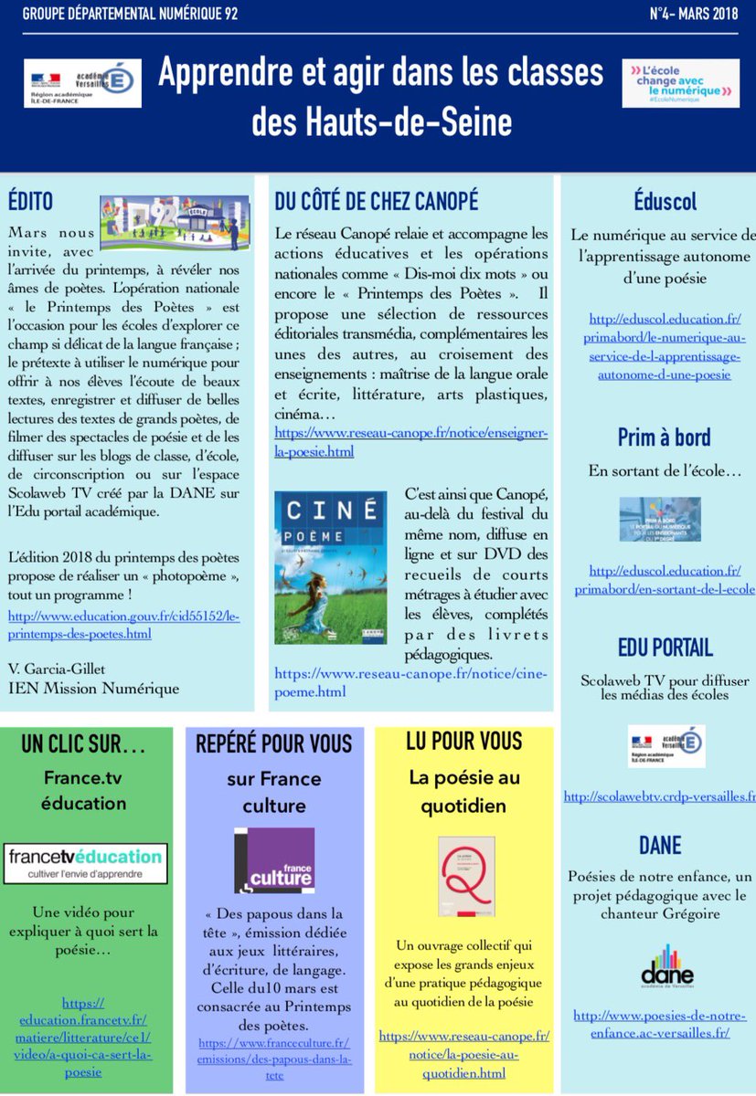 prim_edu_num's tweet photo. Quand la poésie se conjugue avec le numérique cela donne une magnifique lettre d'information créée par Dsden 92 dans @acversailles. https://t.co/FirbXPv2x3