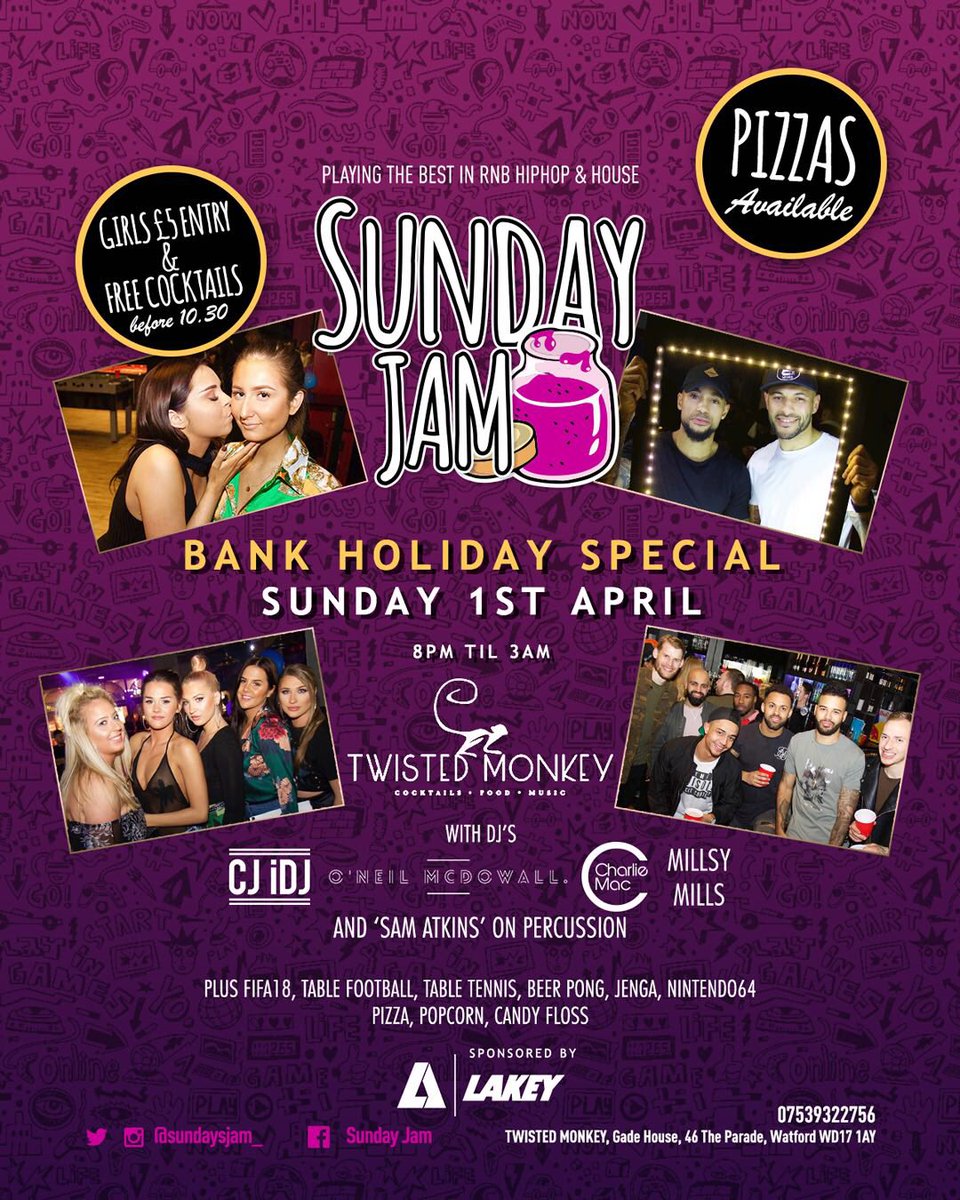 RyanGeeman's tweet image. #SundayJam 🍇 Bank Holiday Special @TwistedMonkey_ Girls £5 Entry &amp;amp; Free Cocktails B4 10:30 #NoWorkMonday #LetsGetTwisted #RnB #HipHop #House 🕺🏿