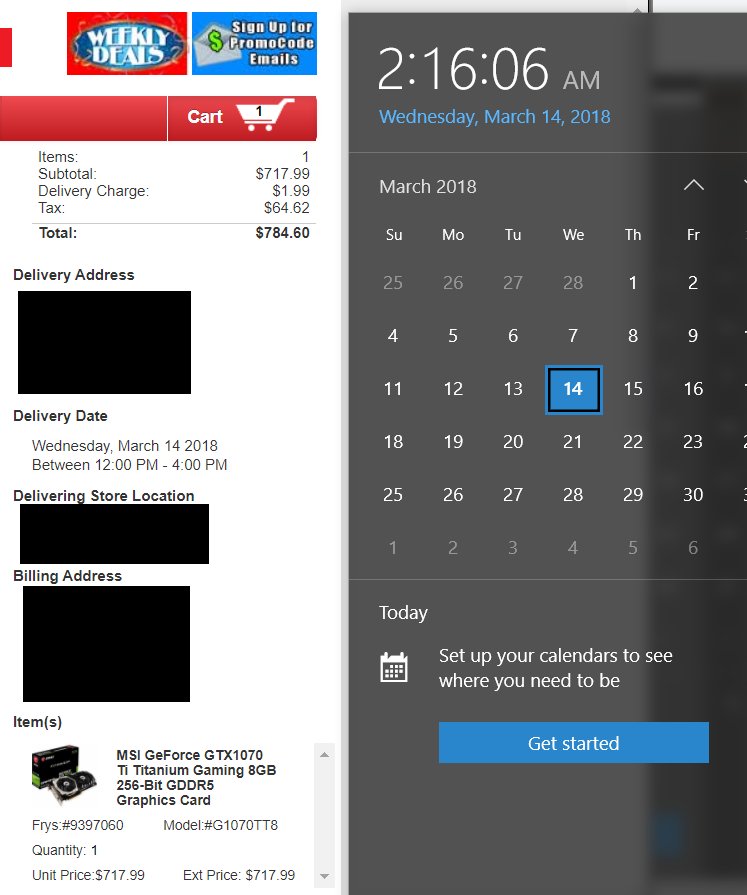 JohnHutdog's tweet photo. @fryselectronics My friends and I have ordered Video cards BEFORE the price hike.  We have yet to receive these video cards.  In-Stores and ONLINE both say Video Cards are IN STOCK for a HIGHER PRICE.  Are you waiting for us to cancel and re-order at the HIGHER PRICE?  #scam https://t.co/5uWhv2Biac