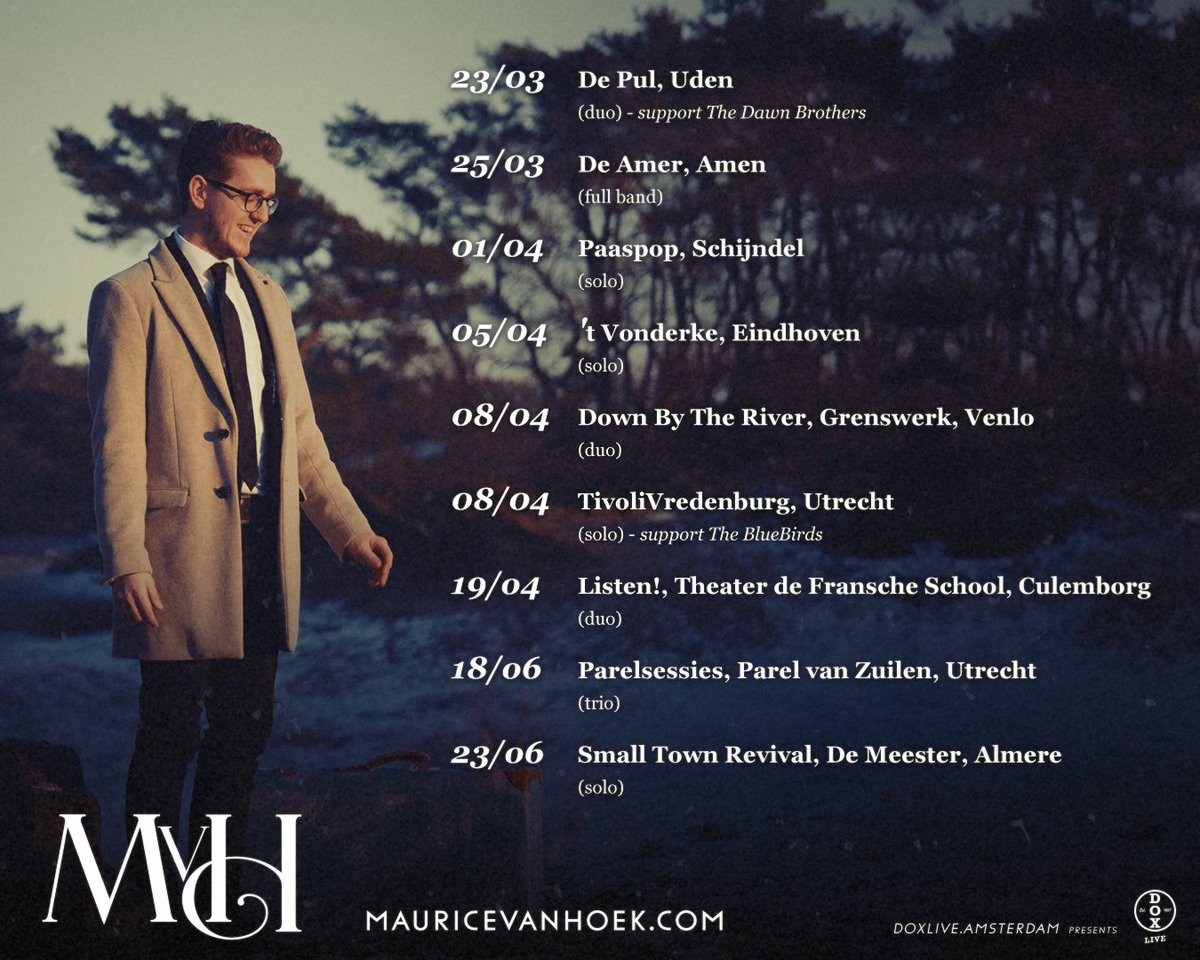 [Live] <a href="/MauricevanHoek/">MauricevanHoek</a> tour dates! <a href="/cafedeamer/">Cafe de Amer</a> <a href="/Paaspop/">Paaspop</a> <a href="/grenswerkvenlo/">Poppodium Grenswerk</a> <a href="/TiVre_Utrecht/">TivoliVredenburg</a> <a href="/PodiumdeMeester/">Poppodium de Meester</a> 👈 👈