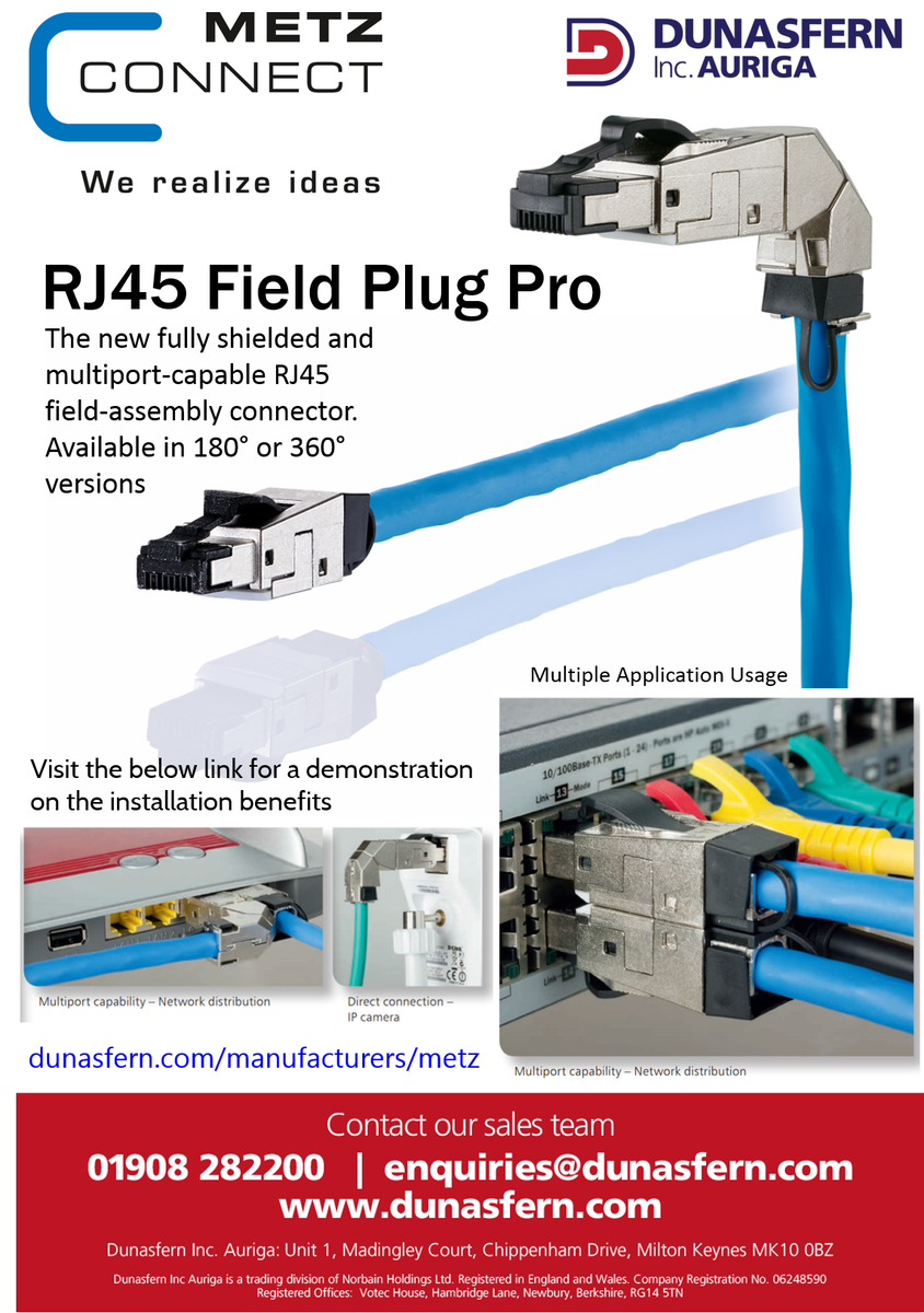Dunasfern's tweet photo. Installing in a tight restricted area? Take a look at Metz Connect's RJ45 field plug pro and its benefits here: https://t.co/KAnSbPAo9Y
Contact us on 01908 282200 | enquiries@dunasfern.com
@MetzConnect_UK #MetzConnect #RJ45 #FieldAssembly #DunasfernIncAuriga #CCTV #Cat6a #Cat5e https://t.co/HbrrTTZidi