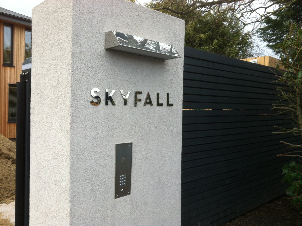 supersigns's tweet photo. SKYFALL! #stainlesssteel letters for a #housename inspired by #skyfall - We love these! #supersigns #signs #chichester https://t.co/PAAJwlup3E