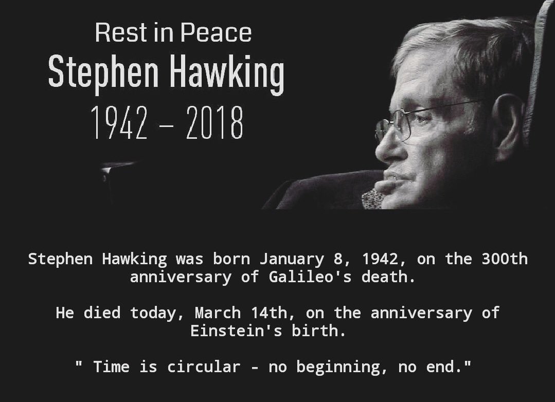 Sheena_Visram's tweet photo. RIP Stephen Hawking #timeiscircular https://t.co/1j5Y2CbCJL