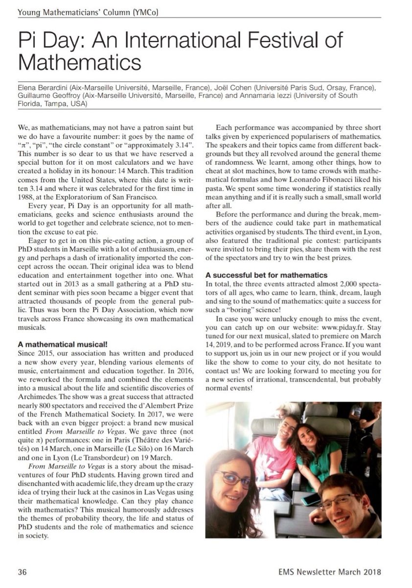 euromathsoc's tweet photo. Happy #PiDay everyone! Read about @pidayasso’s enthusiastic celebrations in the latest EMS Newsletter: https://t.co/SnRUa9mWsL https://t.co/zS7rJHt0MX