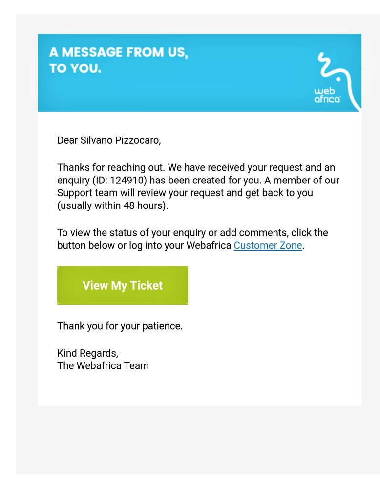 PizzocaroS's tweet photo. @webafrica @vumatel Logged a ticket yesterday already. https://t.co/eCsQRqW4qN