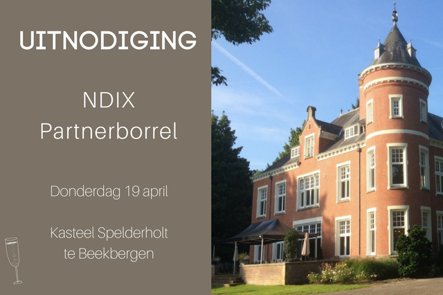 NDIXbv's tweet photo. Ook dit jaar brengen we onze partners weer samen tijdens een gezellige borrel. Kom 19 april naar Kasteel Spelderholt in Beekbergen om kennis te maken of bij te praten met dienstaanbieders, glasvezelleveranciers en andere partners van NDIX! https://t.co/nTK08QaJv2 https://t.co/B3jfSEL2Xy