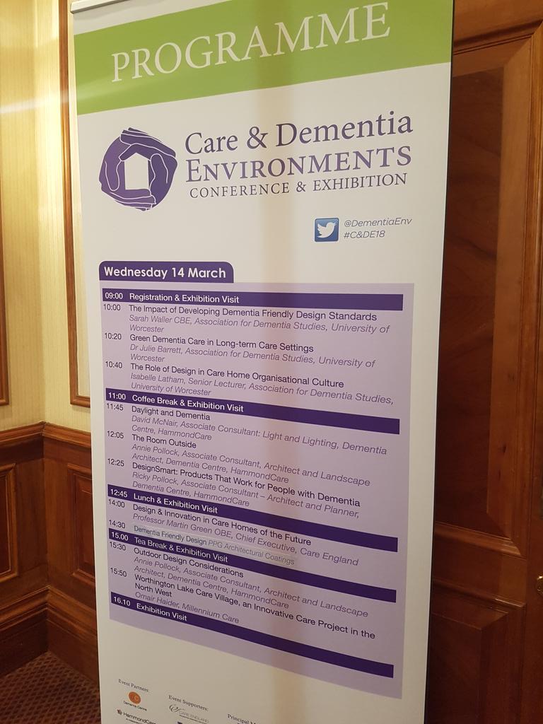 Today I'm representing @DKA_architects at the Care &amp; Dementia Environments Conference - Full day ahead! <a href="/DementiaEnv/">CareDementiaEnviro</a> #C&amp;DE18 #Dementia #Design