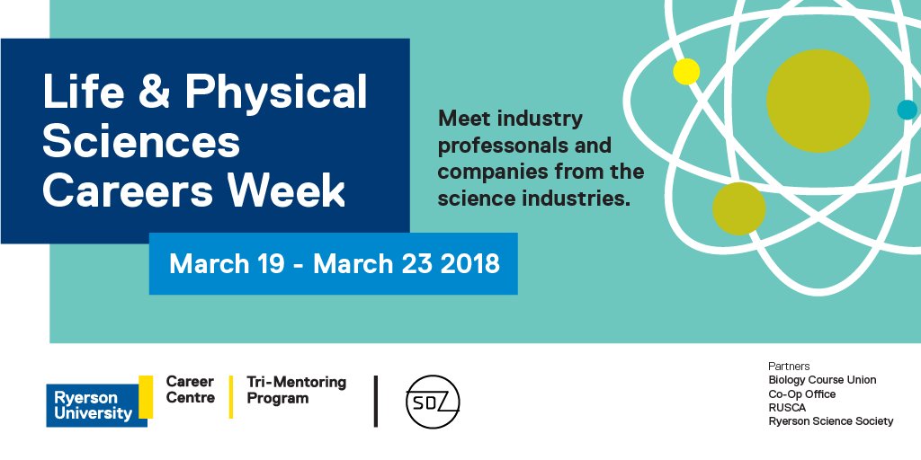 careercooptmu's tweet photo. Next week we are exploring careers in @RyersonSci . Register now for Science Career Pathways Night. A 4 roundtable discussions about topics relevant to #Science-related careers today. https://t.co/otiytQlwo1 #RUscience @BiomedicalZone @Ryerson_Biology @RyeChem https://t.co/wnH2maDaSA