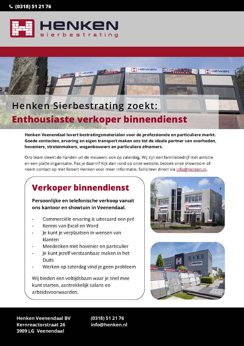 Henken_NL's tweet photo. We zoeken bij @Henken_NL nog een verkoper binnendienst. Wie weet nog iemand? Zie https://t.co/OkcA1NmKVY #vacature https://t.co/1W1lzwBeCu