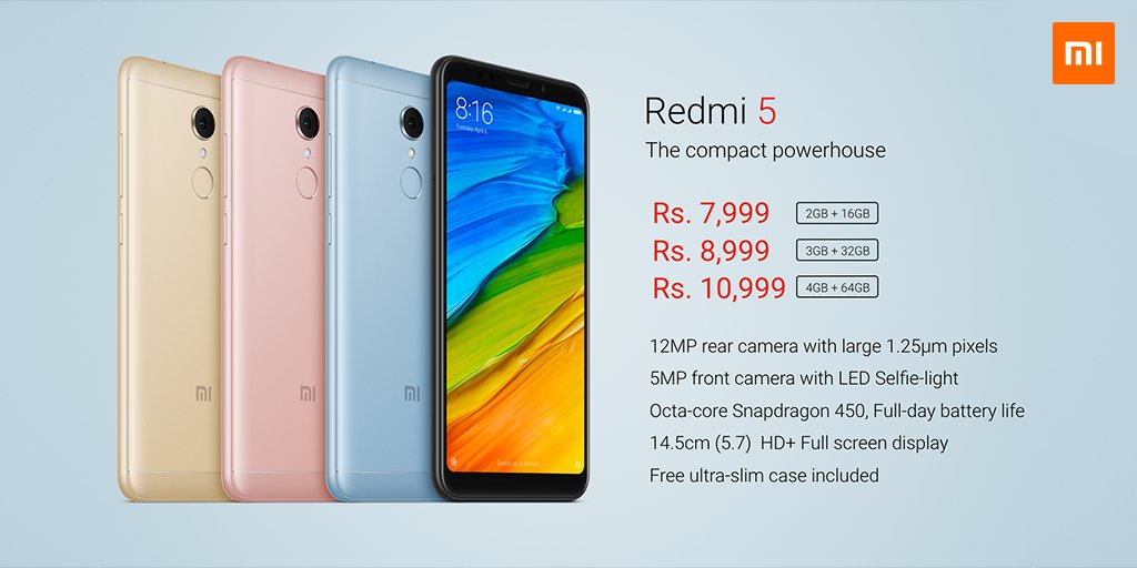 SwoozzCom's tweet photo. Xiaomi today launched the #Redmi5, which they call as the #CompactPowerhouse! https://t.co/mOCX2gJaS7