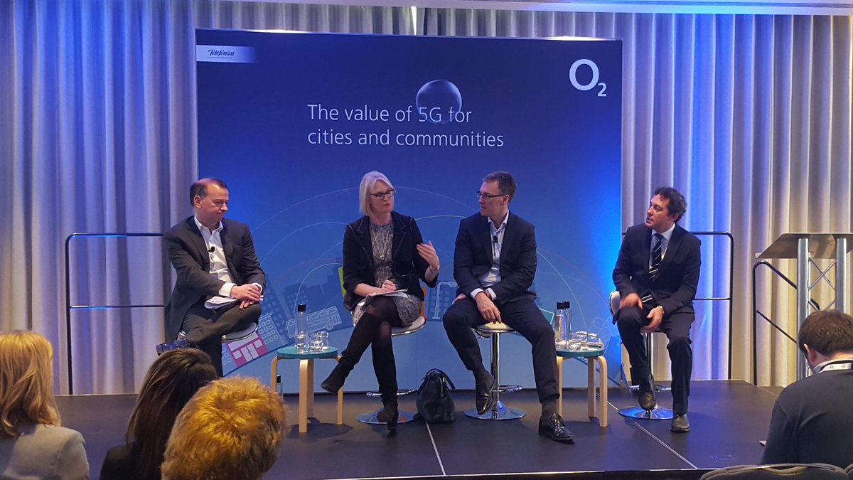 DCMS's tweet image. .@margot_james_mp discusses @O2 report on the value of 5G for cities and communities @TheIET news.o2.co.uk/press-release/…