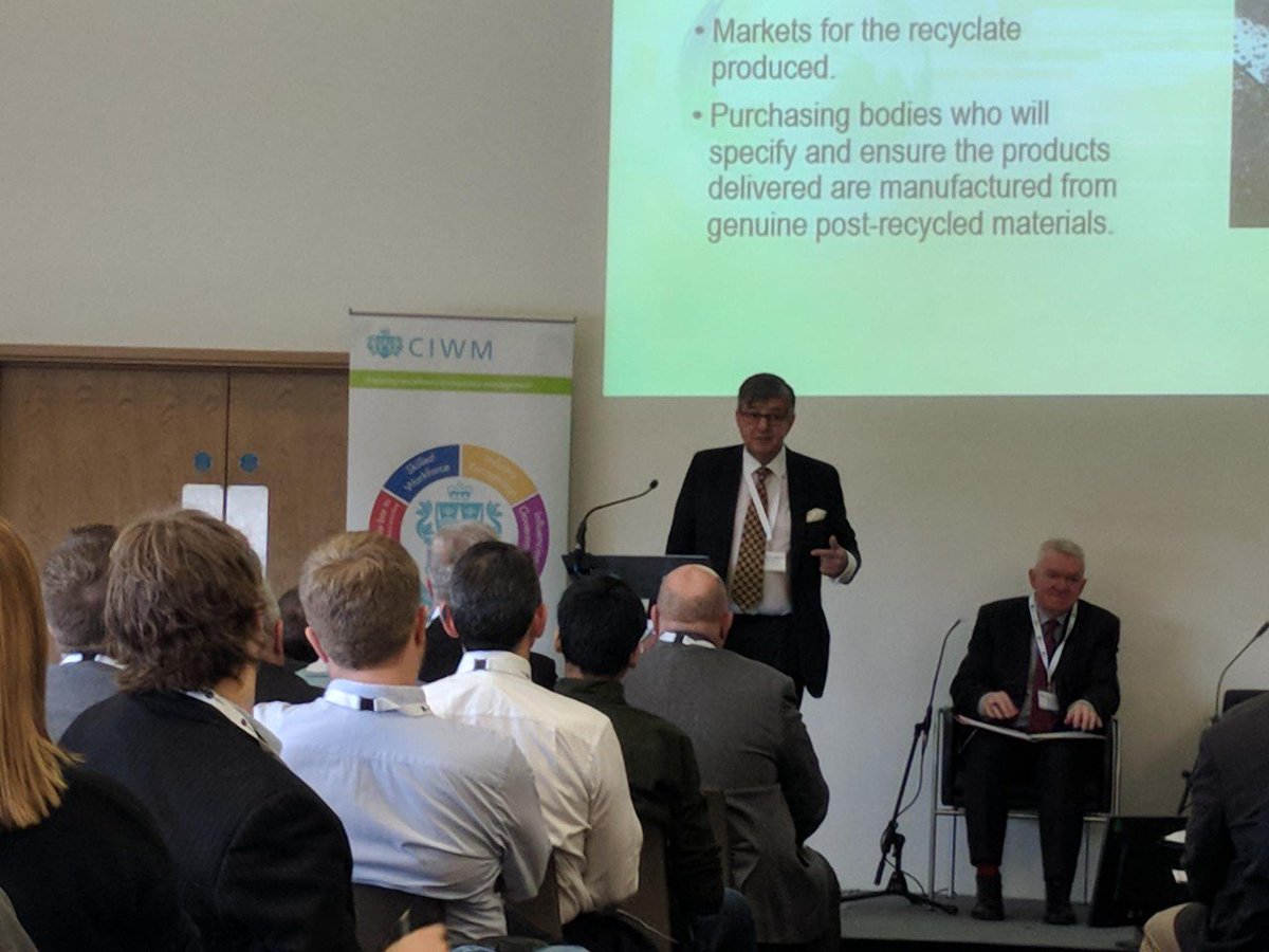 CIWM's tweet photo. All #plastics is #recyclable, says Mike Baxter, External Affairs Director, RPC bpi group &amp; plastics sector representative on Defra Advisory Committee on Packaging #ciwmresource18… he says the technology is there https://t.co/g3fgntKoB8