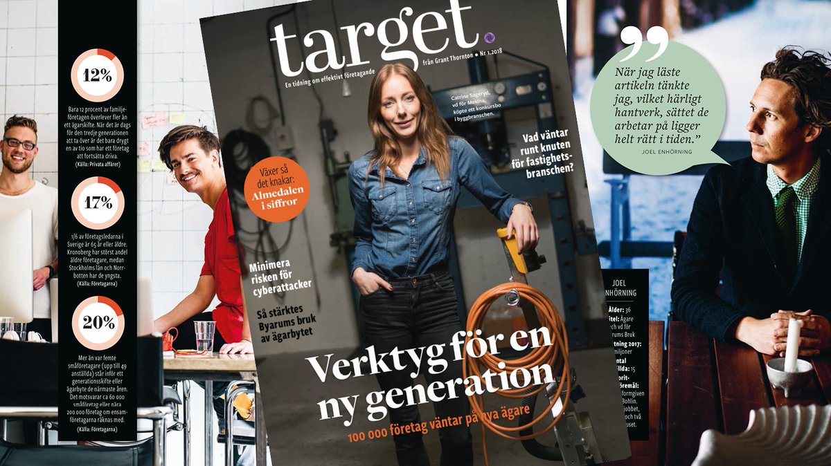GrantThorntonSE's tweet photo. Ny generation - nya möjligheter! Stort fokus på generations- och ägarskifte i nya numret av tidningen Target. https://t.co/h9dxsM8i0X
#generationsskifte #affärsutveckling #entreprenörskap https://t.co/gfpr447Qcx