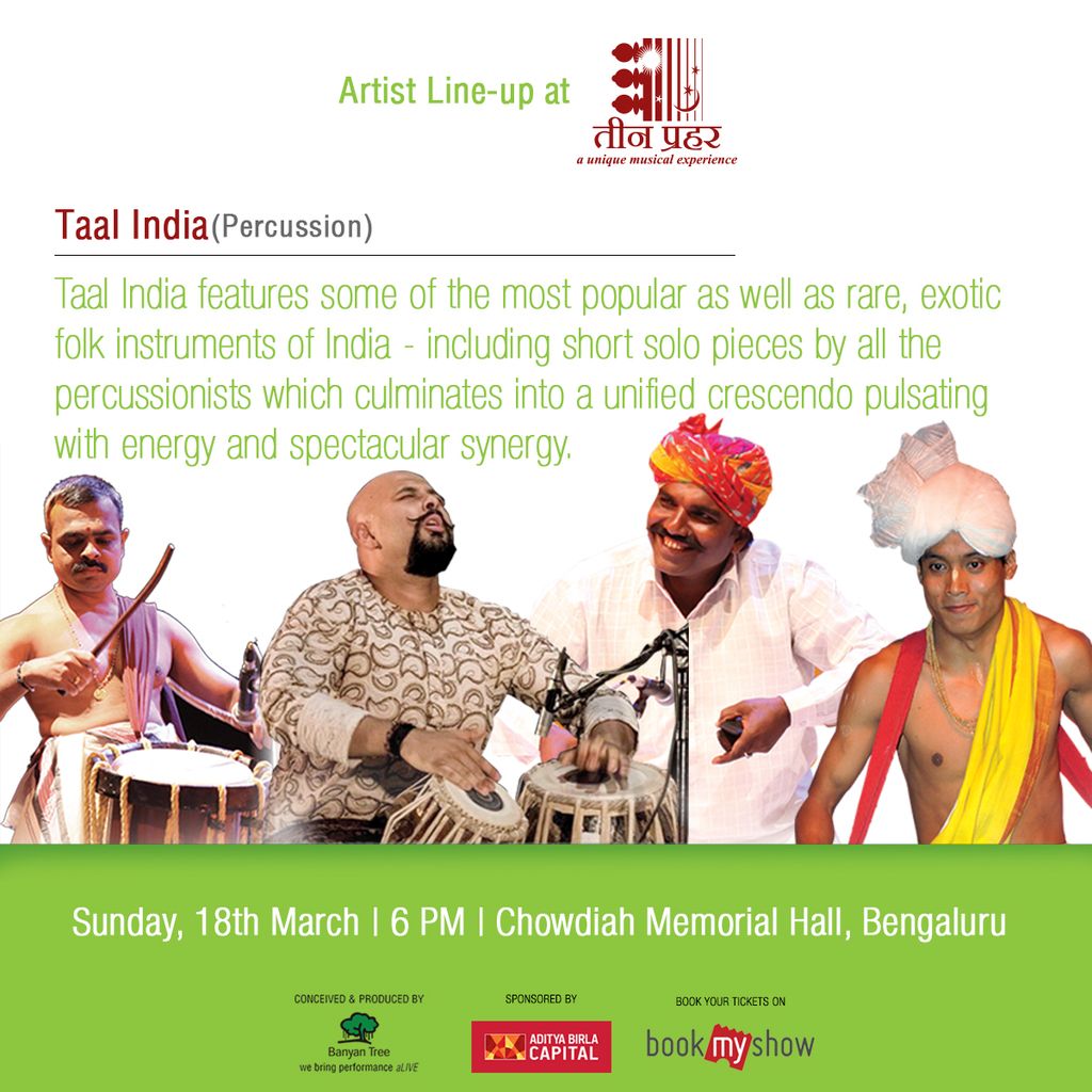 banyantreevents's tweet photo. Watch an electrifying performance by Taal India along with Lions of Africa in Bengaluru, only at Teen Prahar.
Book your tickets from https://t.co/QuYZO2aKaF
#Bengaluru #EventsInBengaluru #TeenPrahar https://t.co/IYFgWEX9F8